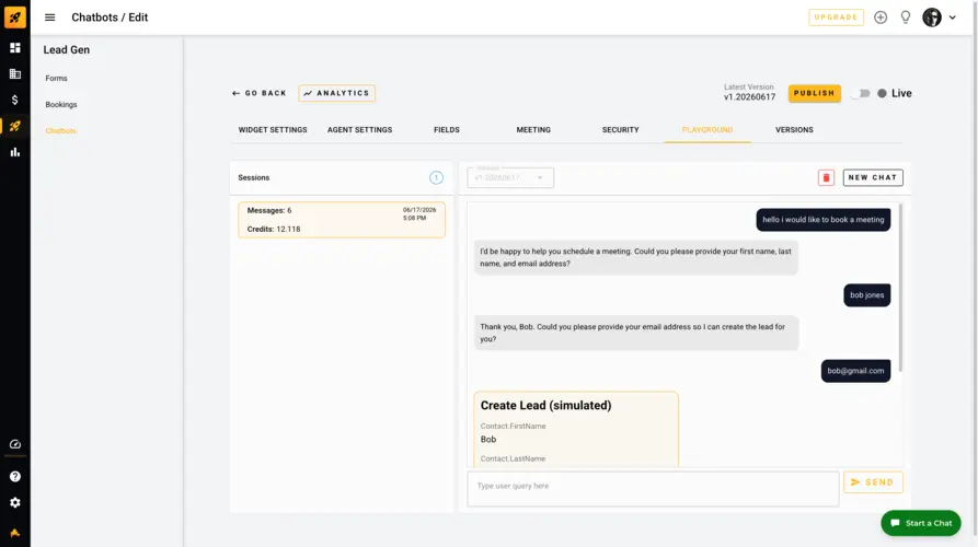 Chatbot playground for testing