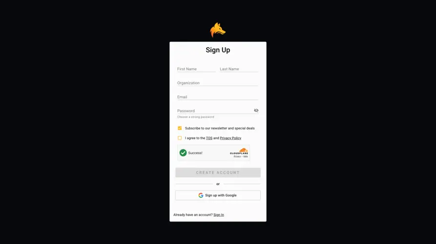 ClosingDealz sign up page
