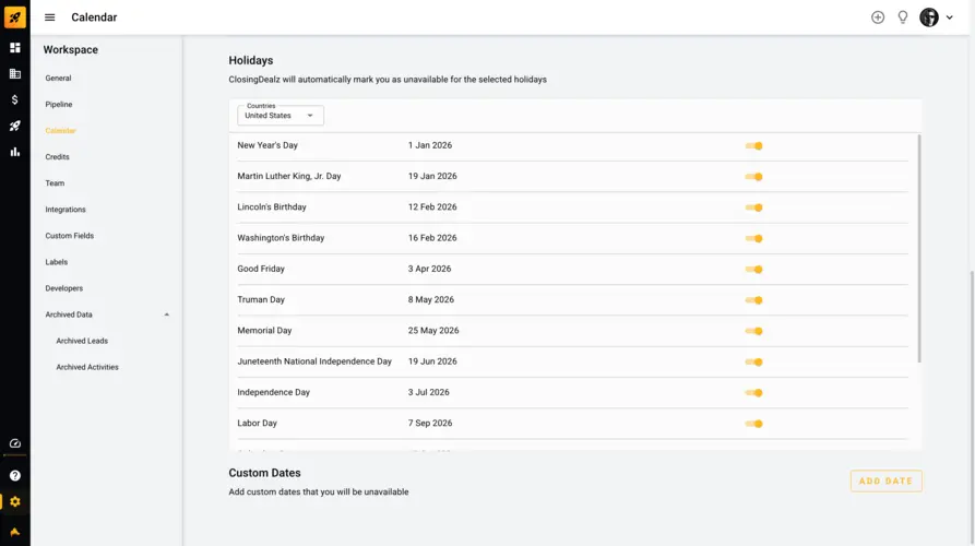 Block holidays and time off on the booking form