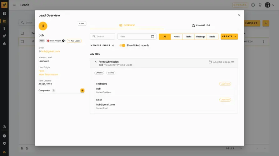 Lead magnet CRM integration