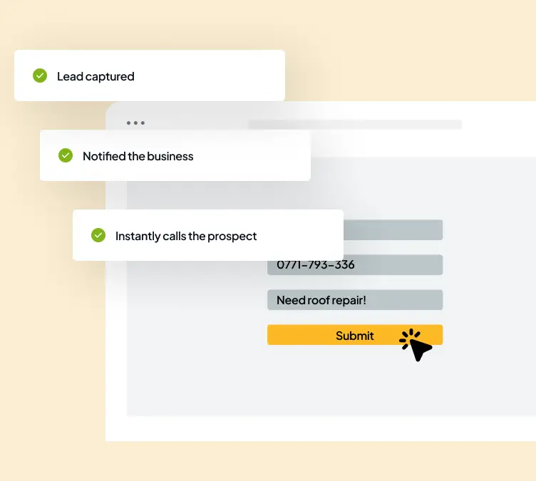 ClosingDealz captures roofing website inquiries, creates lead records, and starts follow-up automatically